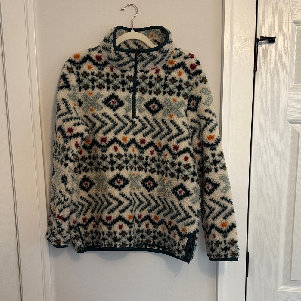 L.L. Bean Women's Teddy Jacket - Cream, Black, Orange, Green